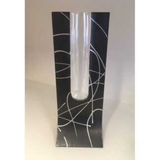 Carneol váza 34 x 13 cm, černostříbrná